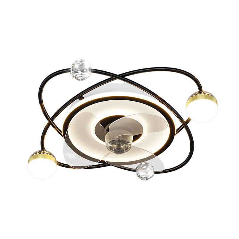 Modern Light Luxury Ring Star Effect LED Invisible Flush Mount Ceiling Fan Light