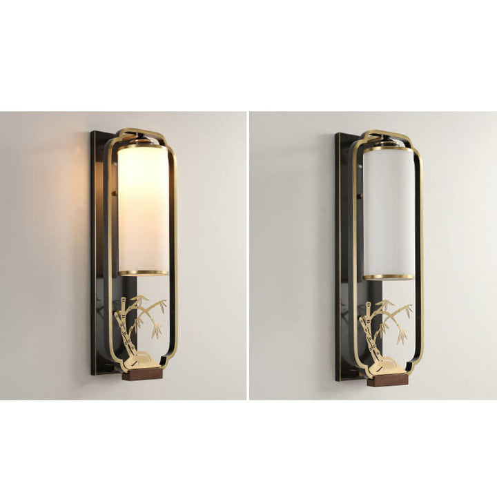 Moderne neue chinesische Kupferglas-Säulenring-Wandleuchte mit 1 Licht 