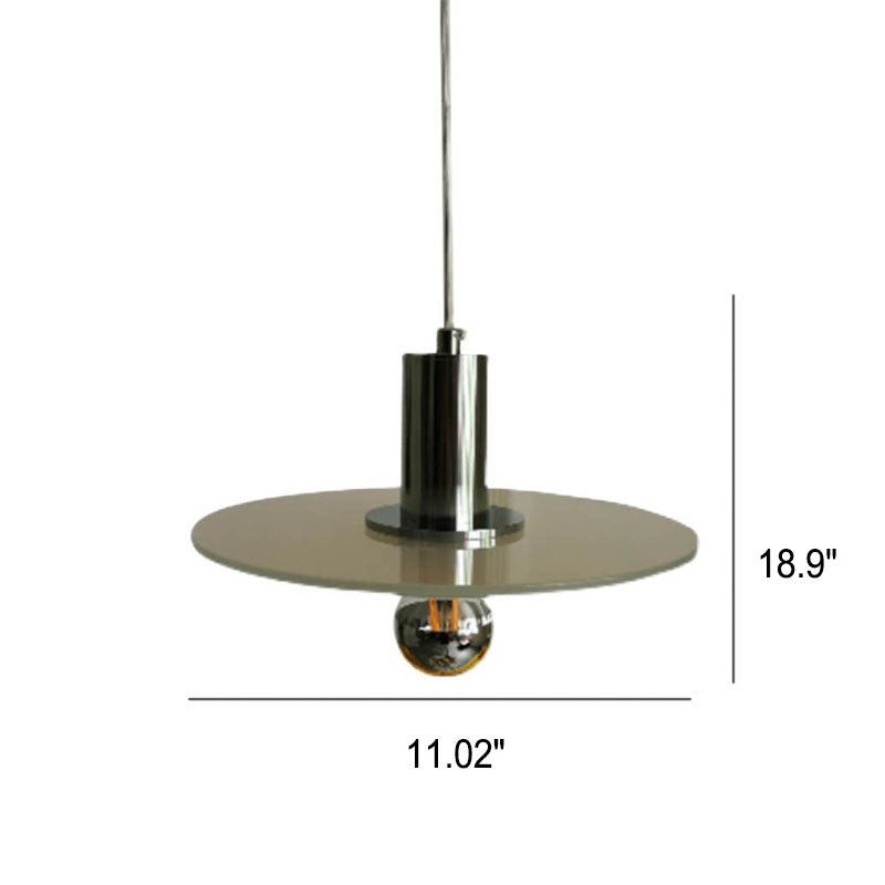 Nordic Minimalist Green Glass Flat Round Disc LED Pendant Light