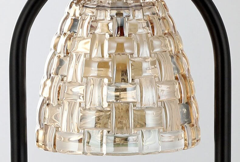 Modern Light Luxury Glass Shade Wood Base 2-Light Melting Wax Table Lamp