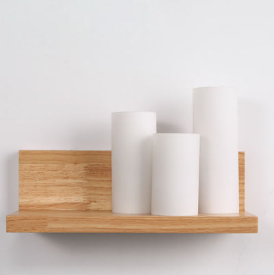 Japanische minimalistische zylindrische 1-flammige Wandleuchte aus Holzglas 