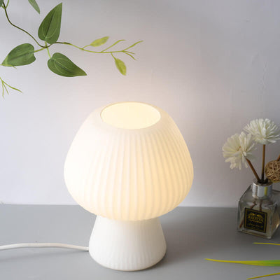 Modern Minimalist Mushroom 1-Light Glass Table Lamp For Bedside