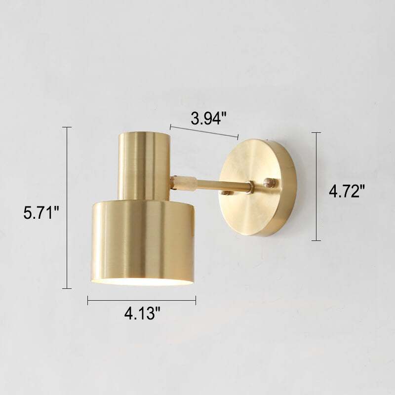 Nordic Minimalist Golden Metal Column 1-Light Wall Sconce Lamp