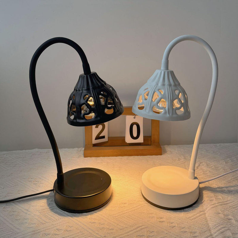 Lámpara de mesa de cera derretida de 1 luz de metal con diseño redondo hueco estilo europeo 