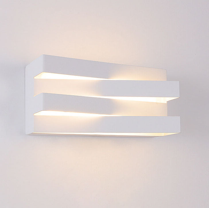 Nordic Minimalist Geometric Rectangular Layer LED Wall Sconce Lamp