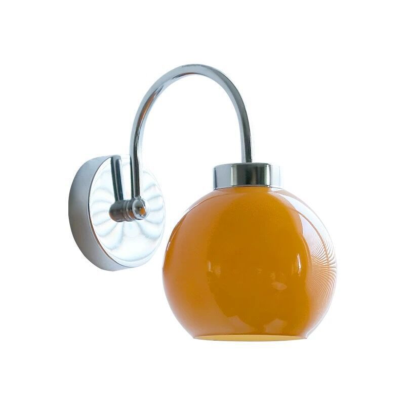 Japanese Simple Round Ball Glass 1-Light Wall Sconce Lamp