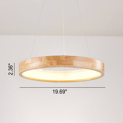 Japanese Simplicity Log Circle Island Light LED Chandelier