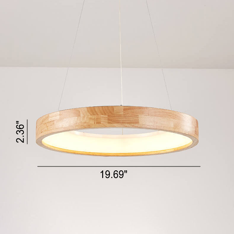 Japanischer Simplicity Log Circle Island Light LED-Kronleuchter