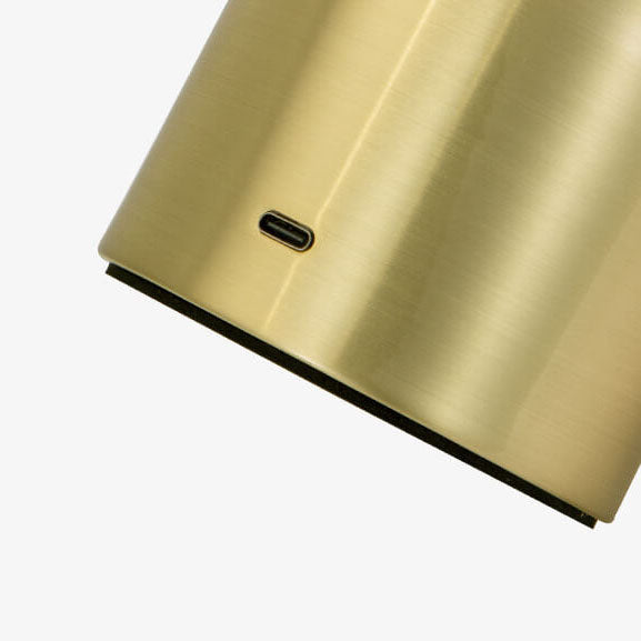 Lámpara de mesa LED táctil USB redonda de hierro dorado moderno 