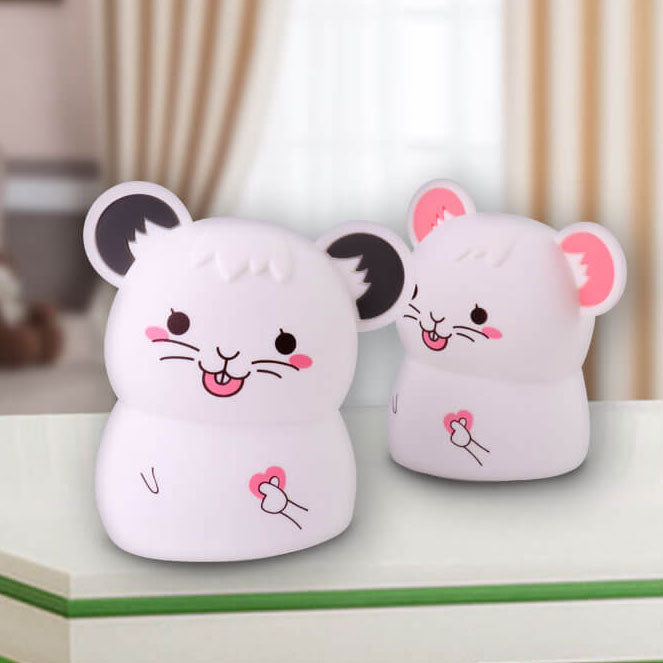 Lámpara de Mesa Luz Nocturna LED USB de Silicona con Ratón Lindo de Dibujos Animados 