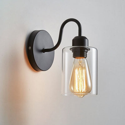 Modern Vintage Industrial Iron Glass 1-Light Wall Sconce Lamp