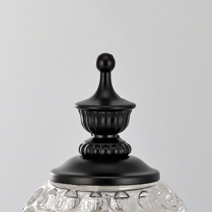 Lámpara de Mesa de Cera Derretida de 2 Luces con Pantalla de Cristal de Madera Europea 