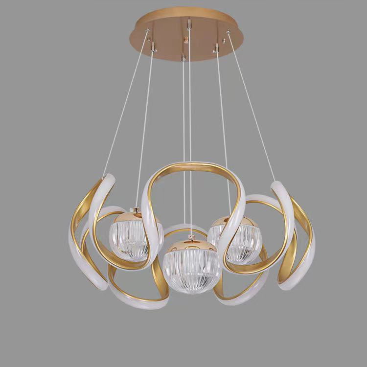 Nordic Creative Orb Twisted Lines Island Light  LED Chandelier