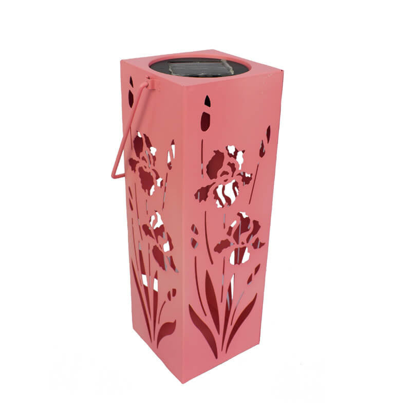 Solar Butterfly Rose Pattern Hollow Column LED Outdoor Waterproof Decorative Light