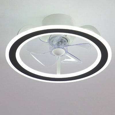 Nordic Creative Round LED Semi-Flush Mount Ceiling Fan Light