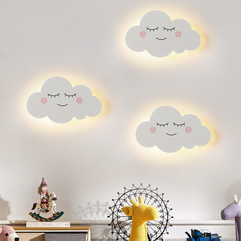 Nordic Creative Clouds Iron Emoji LED Kids Wall Sconce Lamp