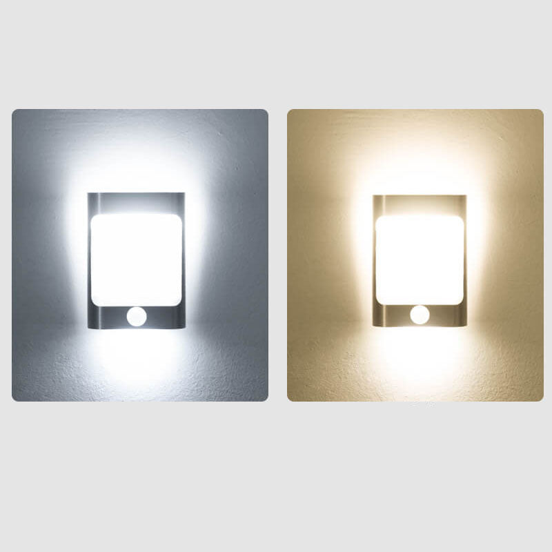 Lampe murale LED rechargeable USB en aluminium avec capteur corporel rectangulaire moderne 