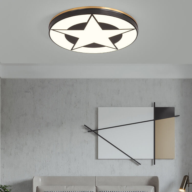 Simple Acrylic Pentagram Pattern Design All Copper LED Flush Mount Light