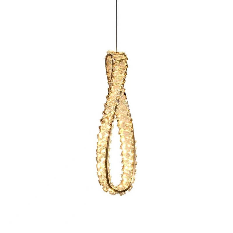 Modern Light Luxury Ring Crystal Hardware LED Pendant Light