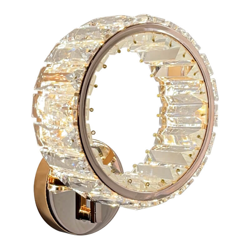 Nordic Light Luxury Crystal Ring LED Wall Sconce Lamp