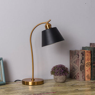 Modern Simple Metal Cone Shade 1-Light Table Lamp