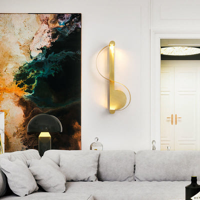 Nordic Luxury Golden Curve Ring Brass LED Wall Sconce Lamp