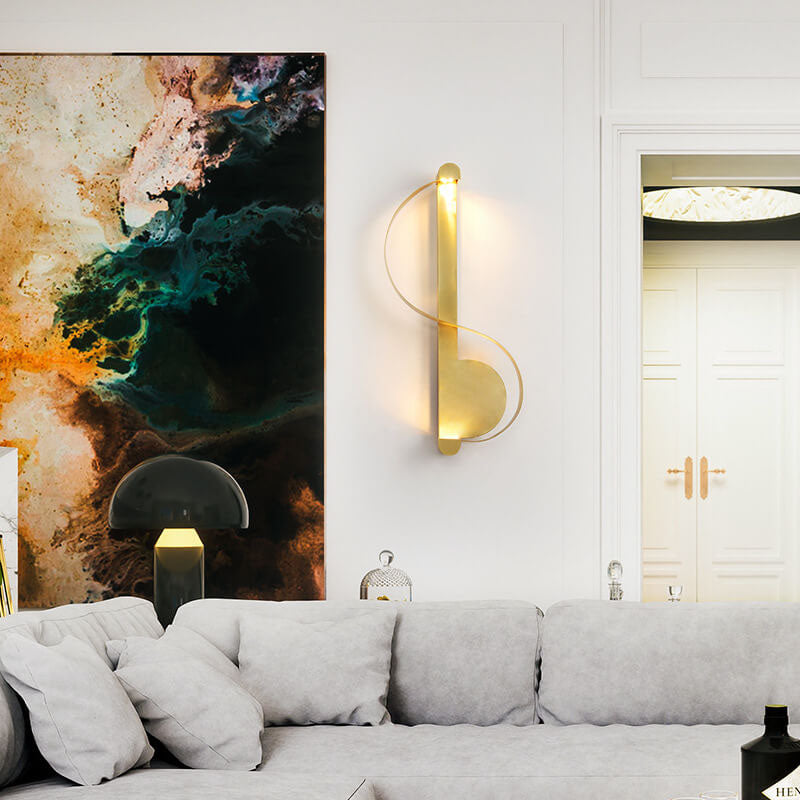 Nordic Luxury Golden Curve Ring Brass LED Wall Sconce Lamp