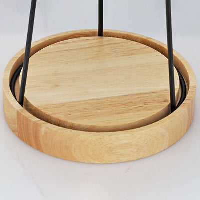 Lámpara de Mesa de Cera Derretida de 2 Luces con Pantalla de Cristal de Madera Europea 