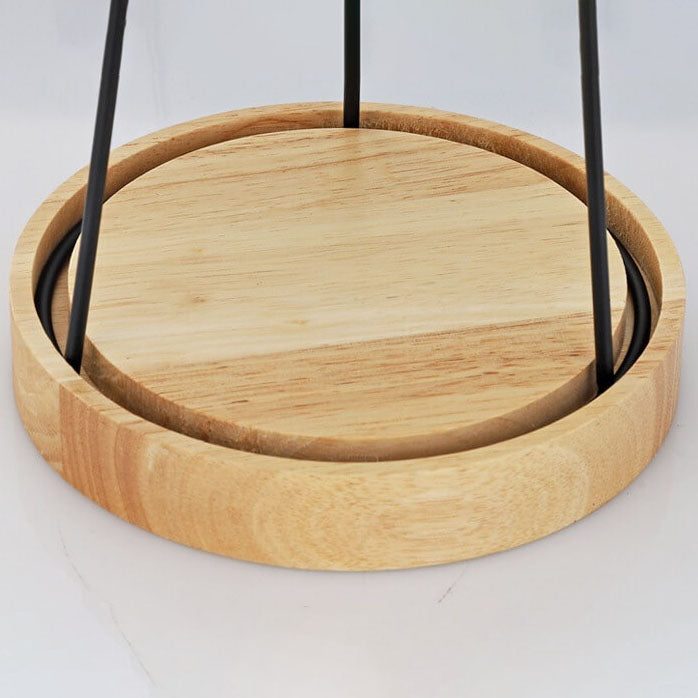 Lámpara de Mesa de Cera Derretida de 2 Luces con Pantalla de Cristal de Madera Europea 