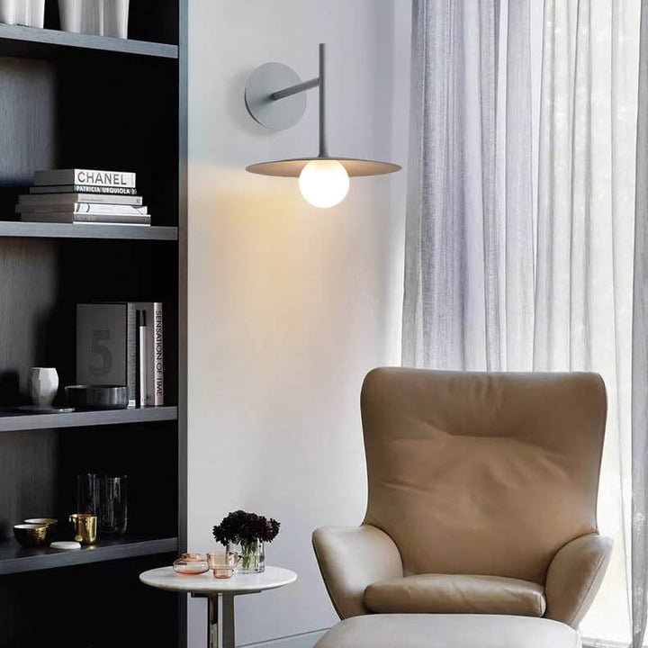 Moderne, minimalistische, einfarbige, runde Hardware-Glas-Wandleuchte mit 1 Licht