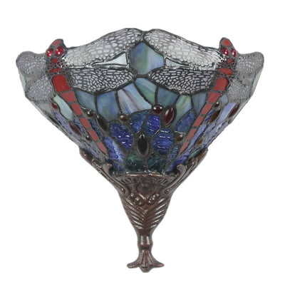 European Tiffany Dragonfly Stained Glass 1-Light Wall Sconce Lamp