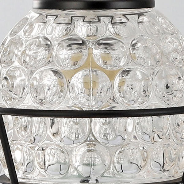 Lámpara de Mesa de Cera Derretida de 2 Luces con Pantalla de Cristal de Madera Europea 