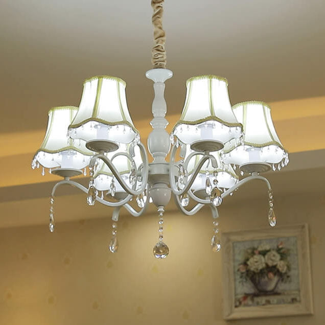 Modern Creative Cone Iron Crystal Fabric 5/6/8 Light Chandelier