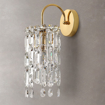 Modern Luxury Gold Finish Frame Dazzling Prismatic Crystal 1-Light Wall Sconce Lamp For Living Room