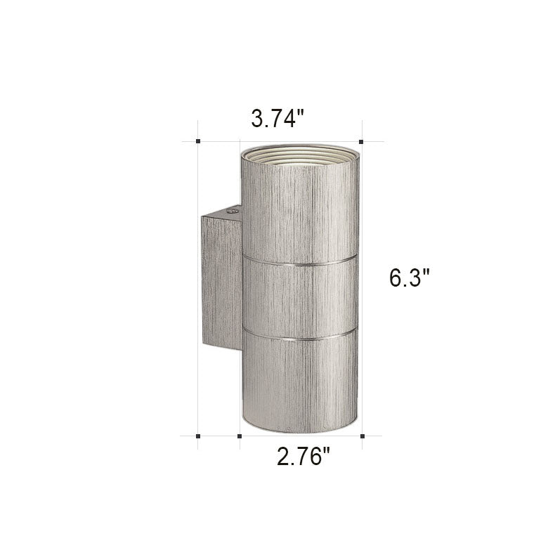 Moderne kreative zylindrische LED-Wandleuchte aus gebürstetem Aluminium