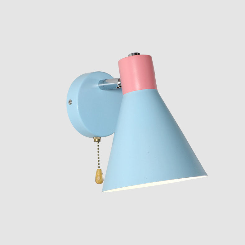 Nordic Simple Blue Cone Shade 1-Light Reading Wall Sconce Lamp