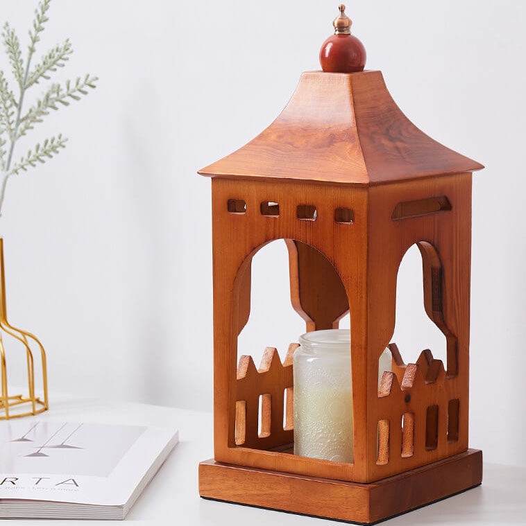 Vintage Walnut Cabin 1-Light Melting Wax Table Lamp