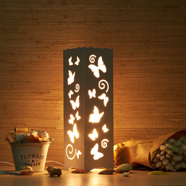 Lampe de table moderne et créative avec colonne carrée creusée à 1 lumière 