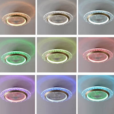 Moderne RGB-Acryl-Rund-LED-Deckenventilatorleuchte für halbbündige Montage 