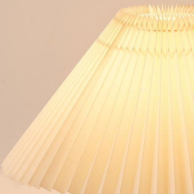 Japanese Minimalist Vintage Pleated Wooden Fabric LED Table Lamp