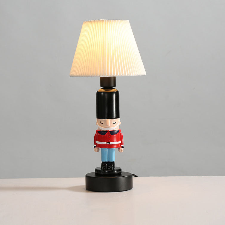 Creative Soldier Resin Fabric Cone Kids 1-Light Table Lamp