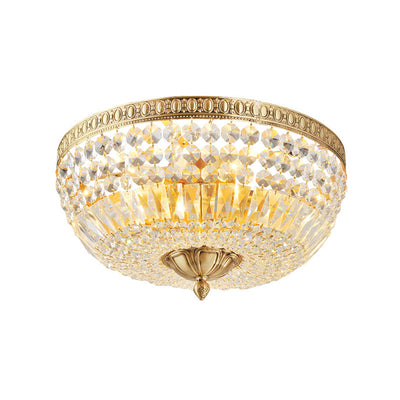 French Vintage Crystal Round 3/5/9 Light Flush Mount Ceiling Light