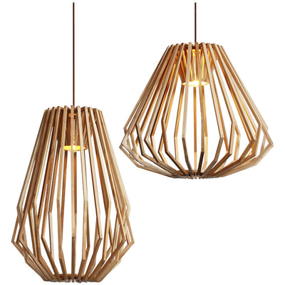 Vintage Creative Geometric Ash Wood 1-Light Pendant Light