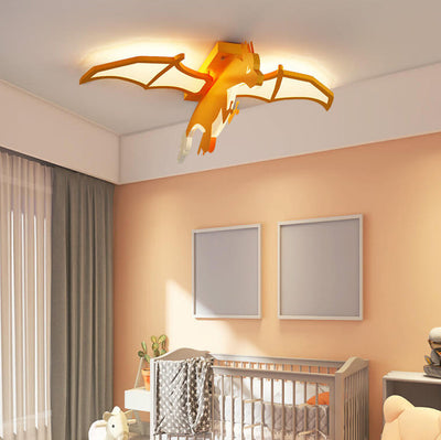 Childlike Cartoon Acrylic Fire-Breathing Dinosaur LED Flush Mount Ceiling Light