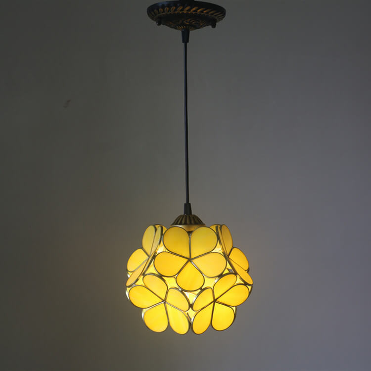 Vintage Stained Glass Petal 1-Light Pendant Light
