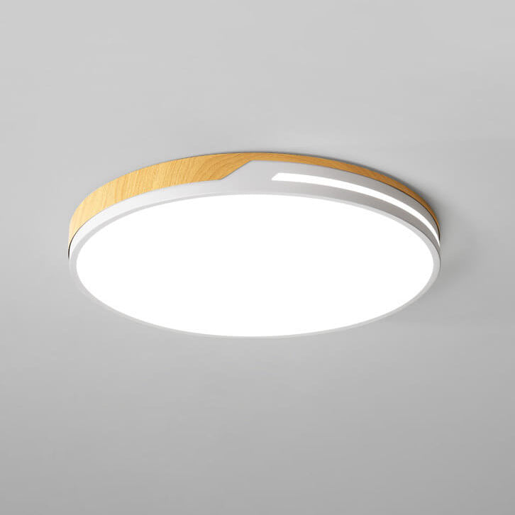 Nordic Minimalist Round Wooden Edge LED Flush Mount Ceiling Light