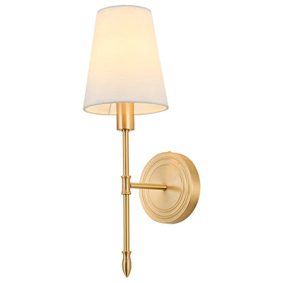 Modern Minimalist Brass Fabric Glass Straight Arm 1/2 Light Wall Sconce Lamp