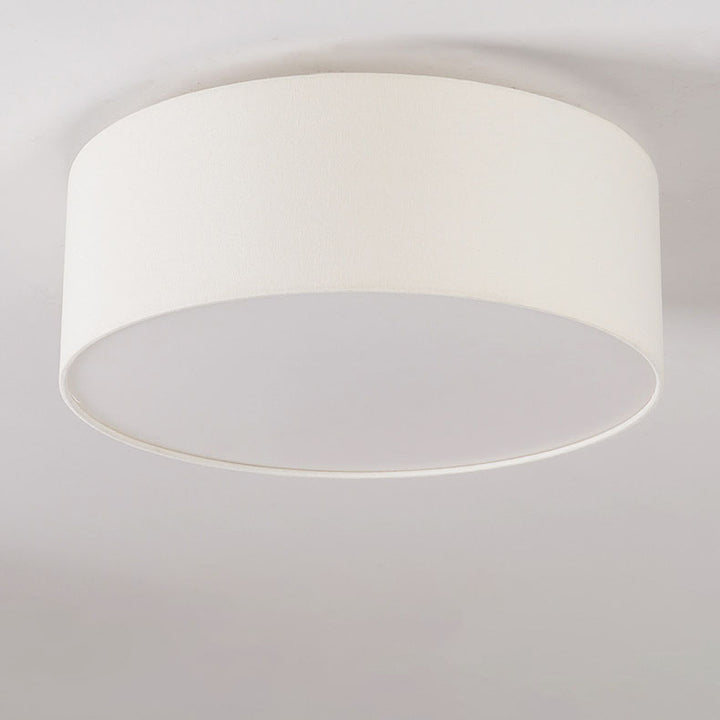 Modern Minimalist Round Drum Iron Fabric 3/5 Light Flush Mount Ceiling Light For Living Room