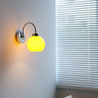 Japanese Simple Round Ball Glass 1-Light Wall Sconce Lamp