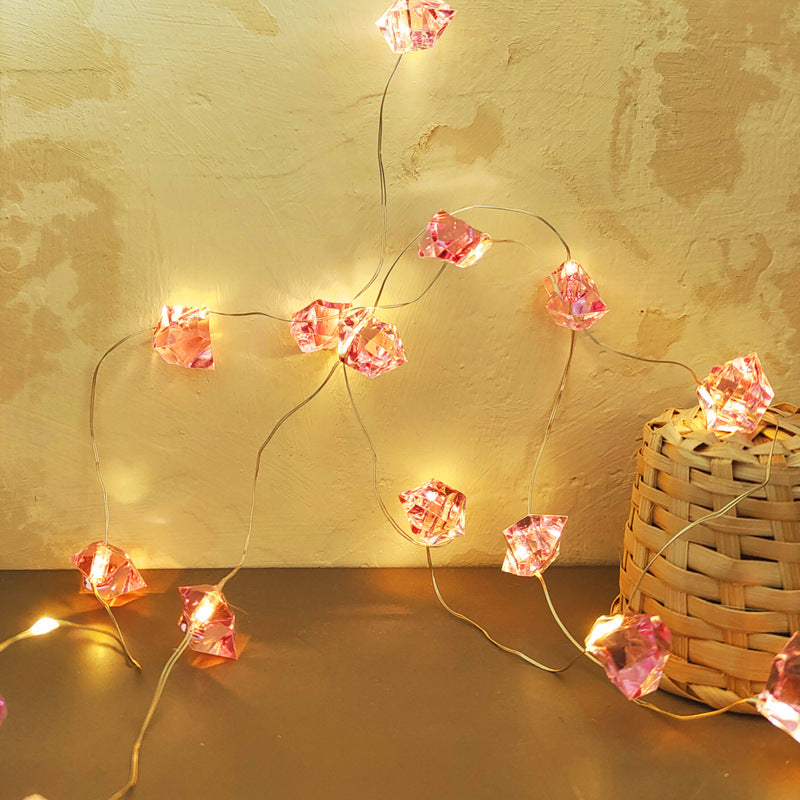 Guirlandes lumineuses créatives en gemmes irrégulières, guirlandes décoratives à LED en acrylique 